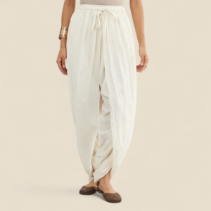 Ženske dhoti hlače od organskog pamuka (Off-white / Panchakacham)