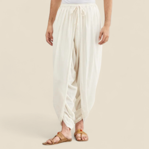 Muške dhoti hlače od organskog pamuka (Off-white / Panchakacham)